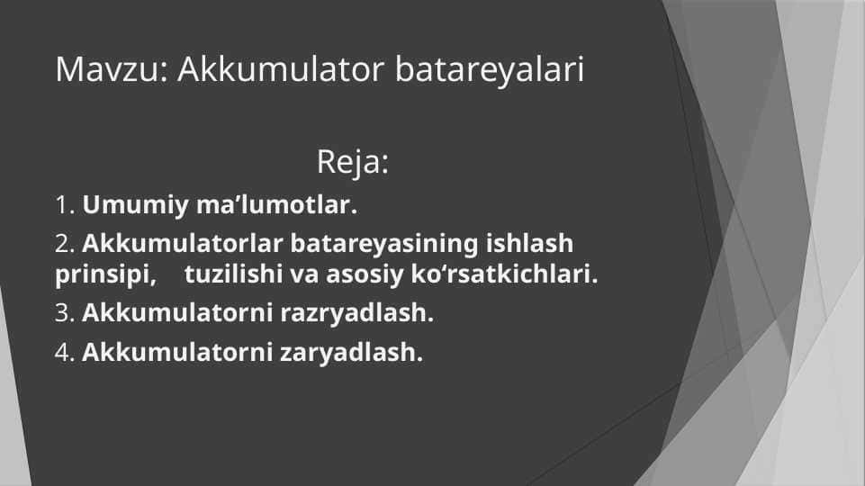 Prezintatsiya. avtomobillarning elektron jihozlari