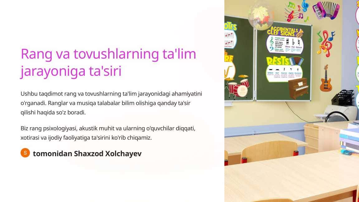 Rang va tovushlarning ta'lim jarayoniga ta'siri