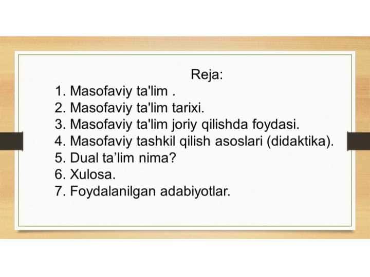 Masofaviy talim