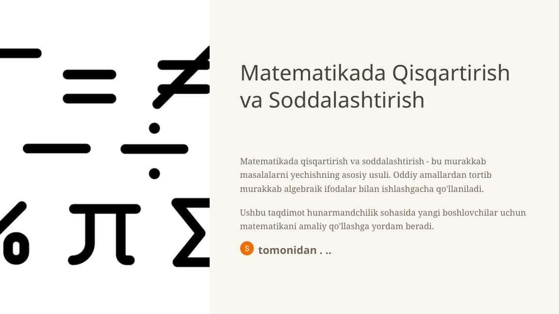 Matematikada Qisqartirish va Soddalashtirish