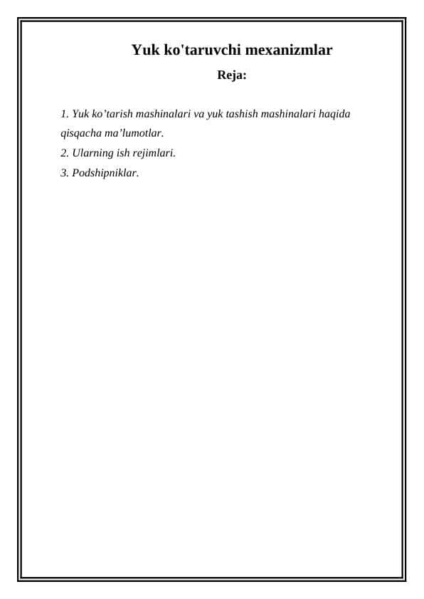 Yuk ko'taruvchi mexanizmlar