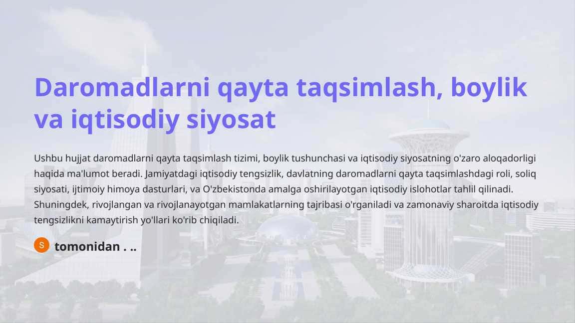 Daromadlarni qayta taqsimlash, boylik va iqtisodiy siyosat