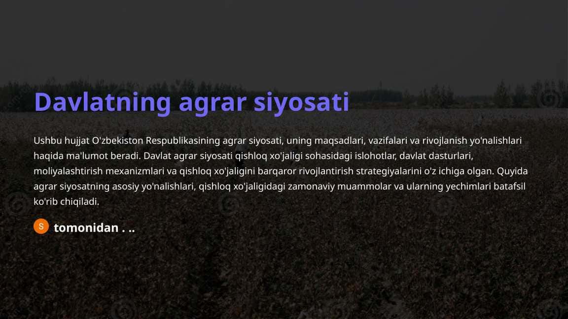Davlatning agrar siyosati