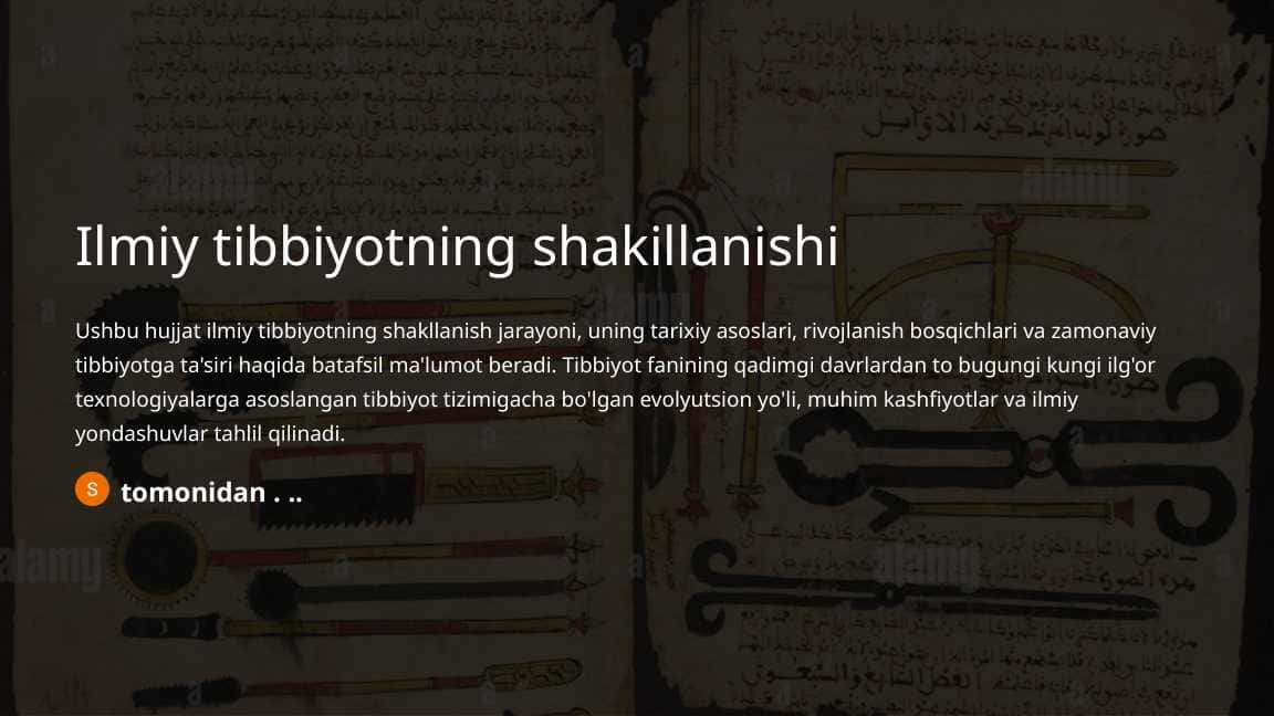 Ilmiy tibbiyotning shakillanishi