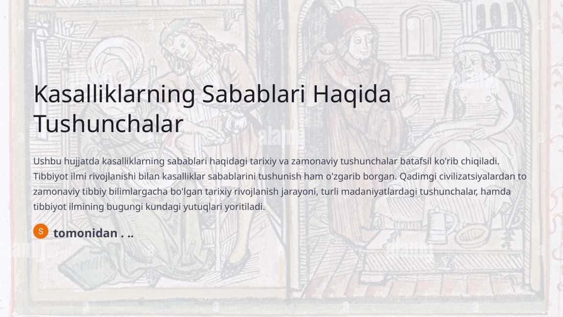 Kasalliklarning Sabablari Haqida Tushunchalar