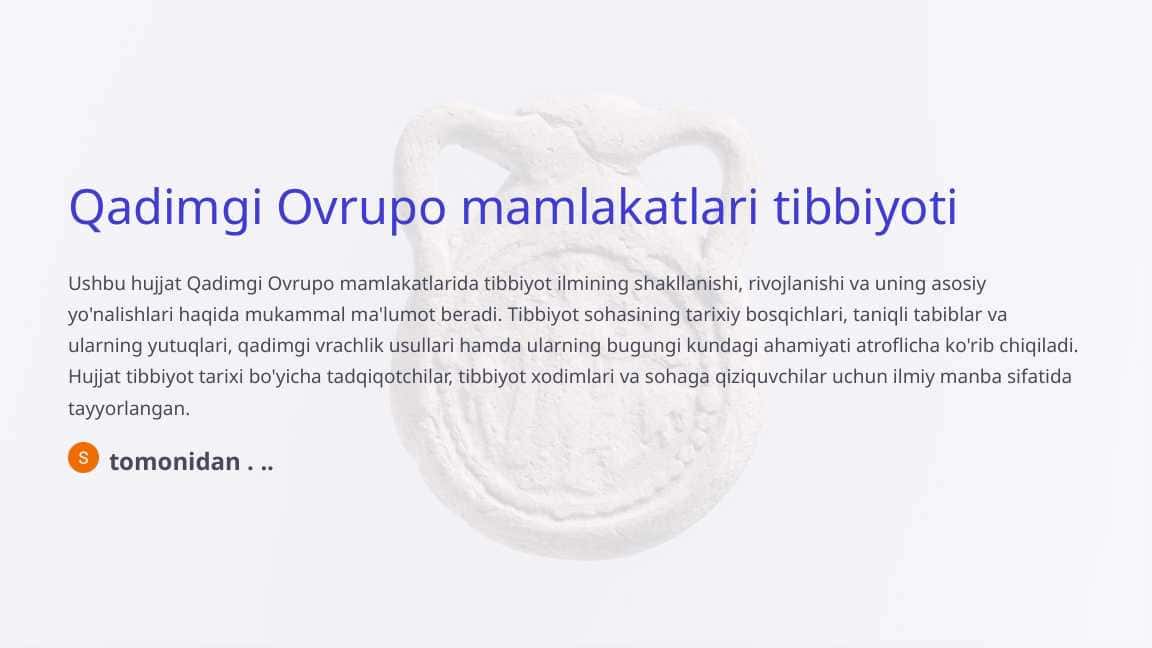 Qadimgi Ovrupo mamlakatlari tibbiyoti