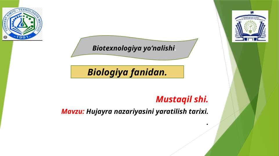 O’simliklarning hosildorligini oshirishda biotexnalogiyaning ahamiyati.