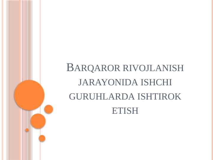 Barqaror rivojlanish jarayonida ishchi guruhlarda ishtirok etish