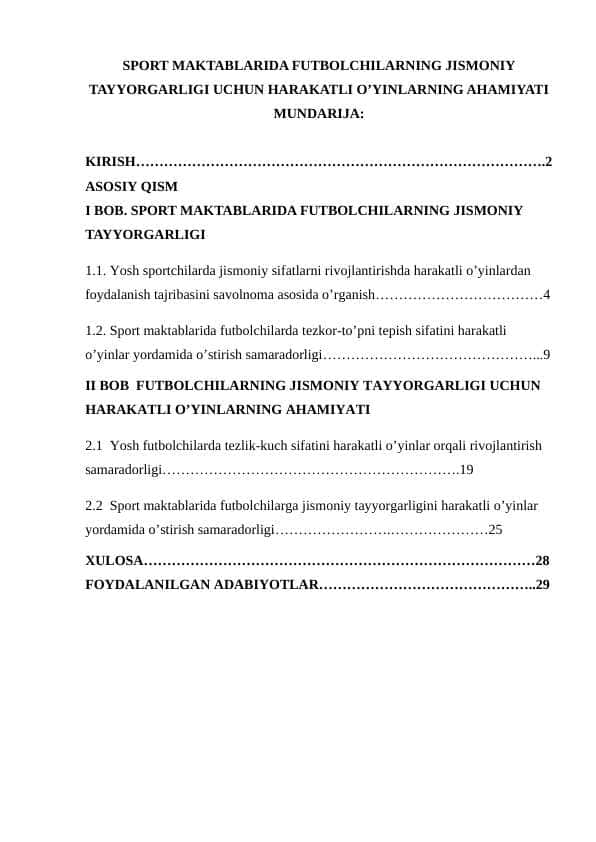 SPORT MAKTABLARIDA FUTBOLCHILARNING JISMONIY TAYYORGARLIGI UCHUN HARAKATLI O’YINLARNING AHAMIYATI