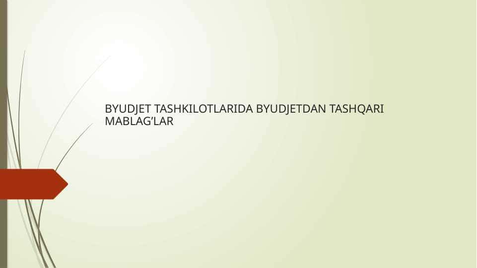 BYUDJET TASHKILOTLARIDA BYUDJETDAN TASHQARI MABLAG’LAR