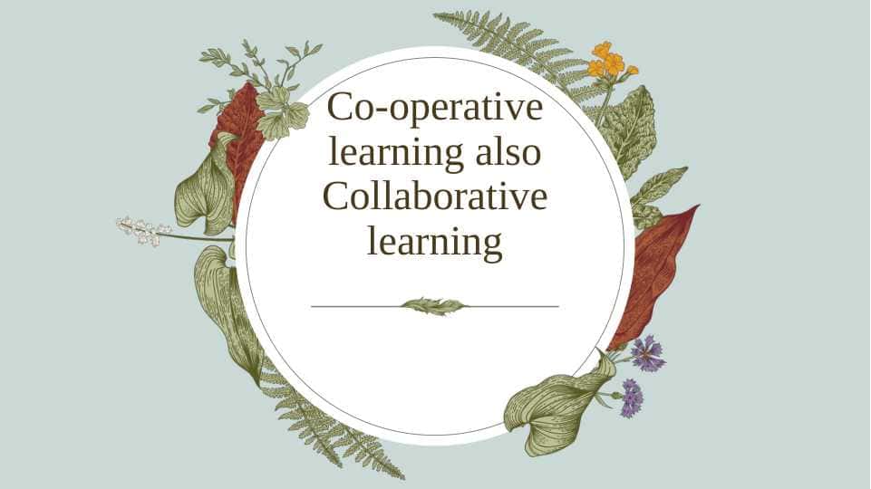 Co-operative learning also Collaborative learning
