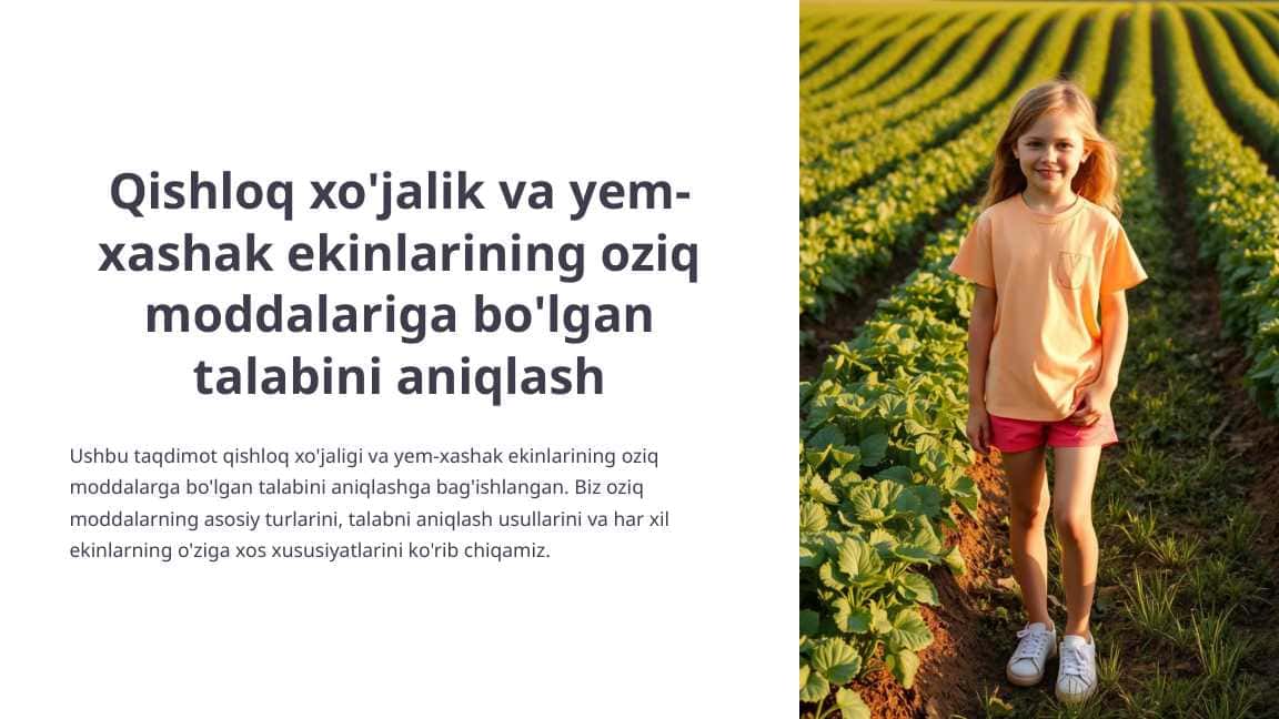 Qishloq xo'jalik va yem-xashak ekinlarining oziq moddalariga bo'lgan talabini aniqlash