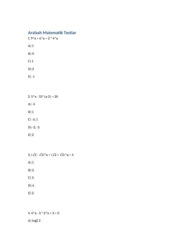 Abuterintlar uchun misol matematikadan