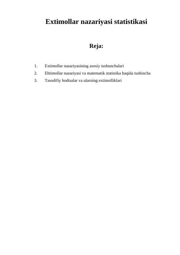 Extimollar nazariyasi statistikasi