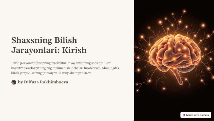 shaxsning bilish jarayoni slayd