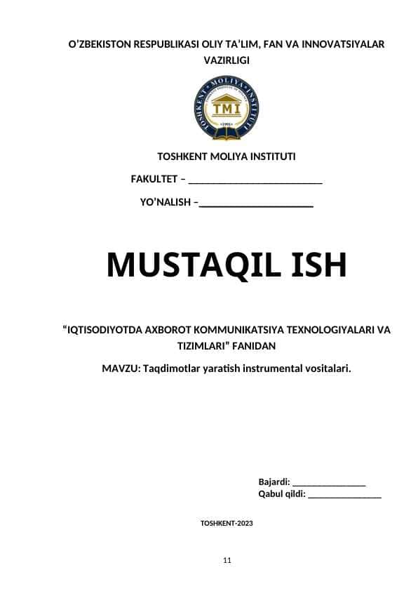 Taqdimotlar yaratish instrumental vositalari.