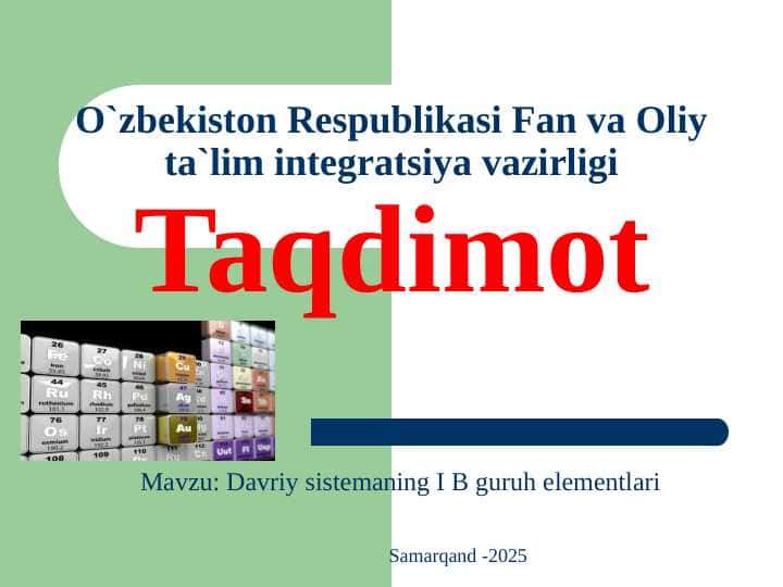 Davriy sistemaning I B gurh elementlari