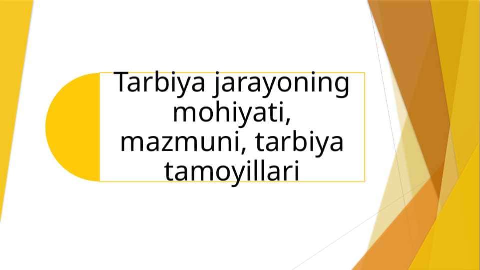 Tarbiya jarayoning mohiyati, mazmuni, tarbiya tamoyillari