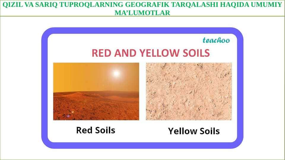 Qizil va sariq tuproqlarning geografik tarqalashi haqida umumiy ma’lumotlar