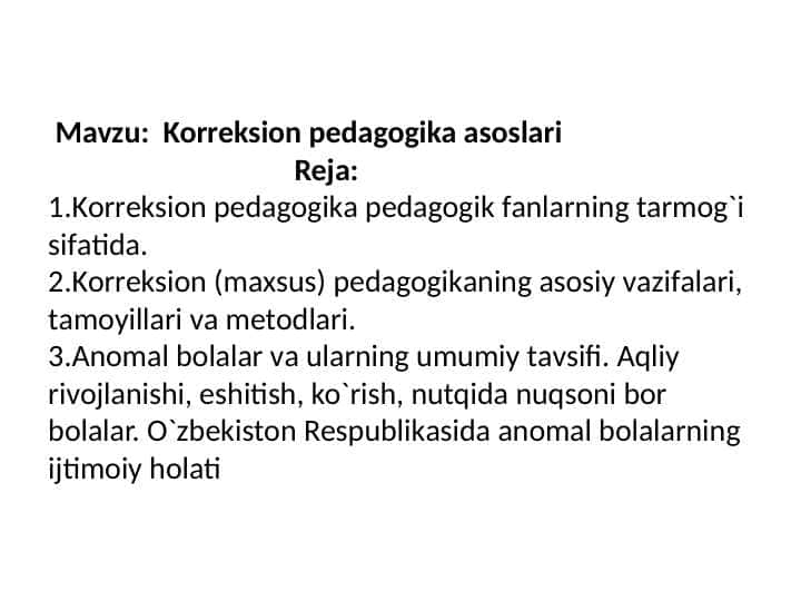 Korreksion pedagogika asoslari