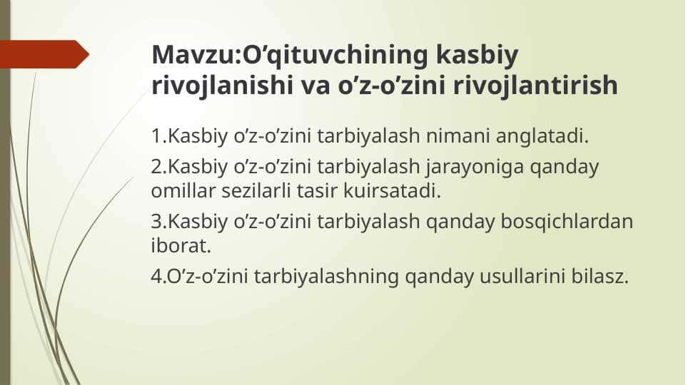 O’qituvchining kasbiy rivojlanishi va o’z-o’zini rivojlantirish