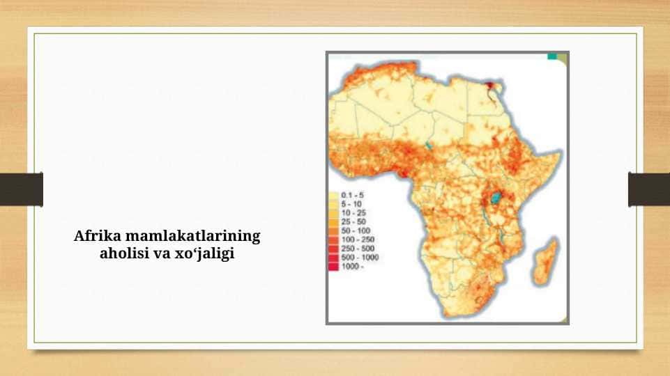 Afrika mamlakatlarining aholisi va xo‘jaligi