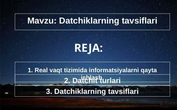 Datchiklarning tavsiflari