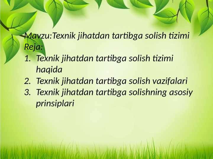 Texnik jihatdan tartibga solish tizimi