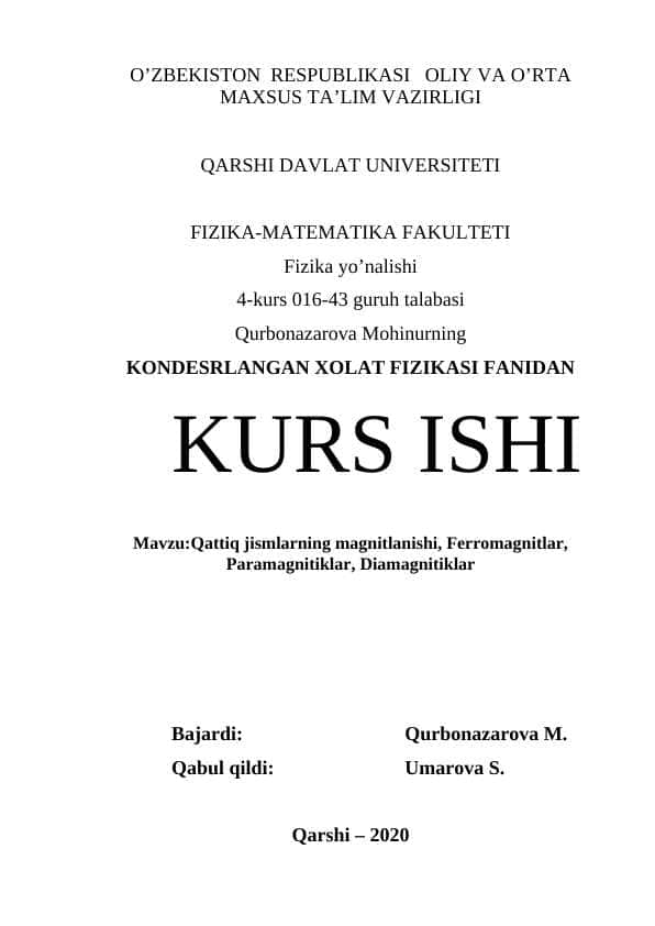 Qattiq jismlarning magnitlanishi