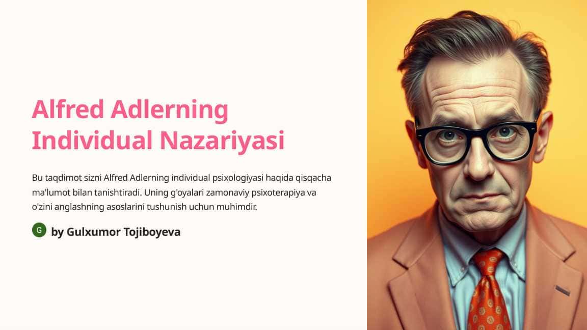 Alfred Adlerning Individual Nazariyasi