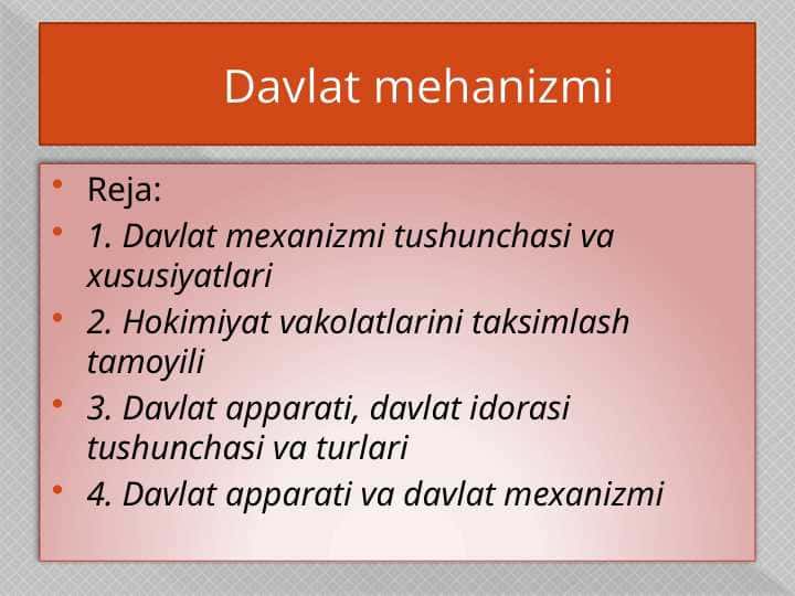 Davlat mehanizmi