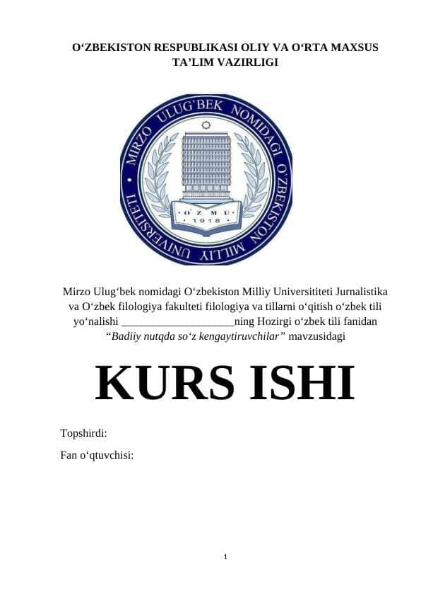 Badiiy nutqda so‘z kengaytiruvchilar KURS ISHI