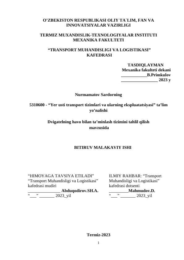 Yer usti transport tizimlari va ularning ekspluatatsiyasi