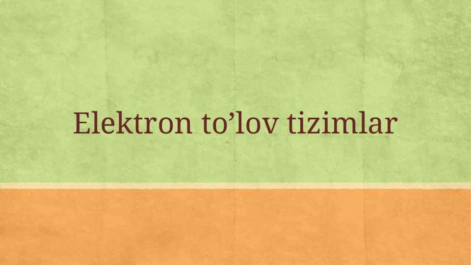 Elektron to’lov tizimlar