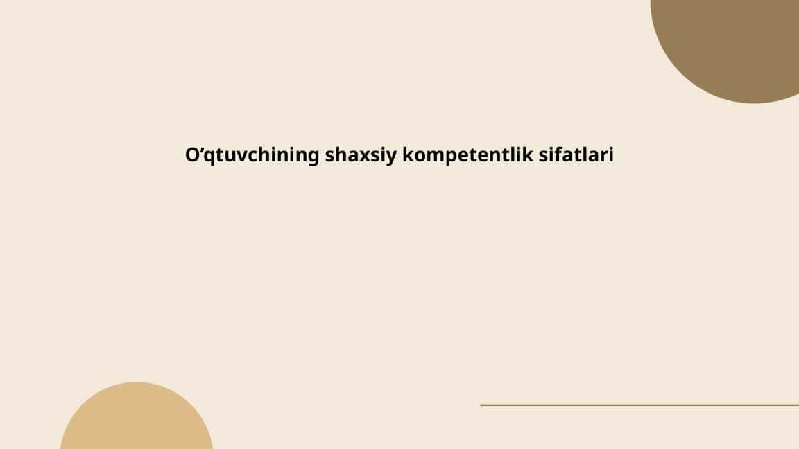 O’qtuvchining shaxsiy kompetentlik sifatlari.