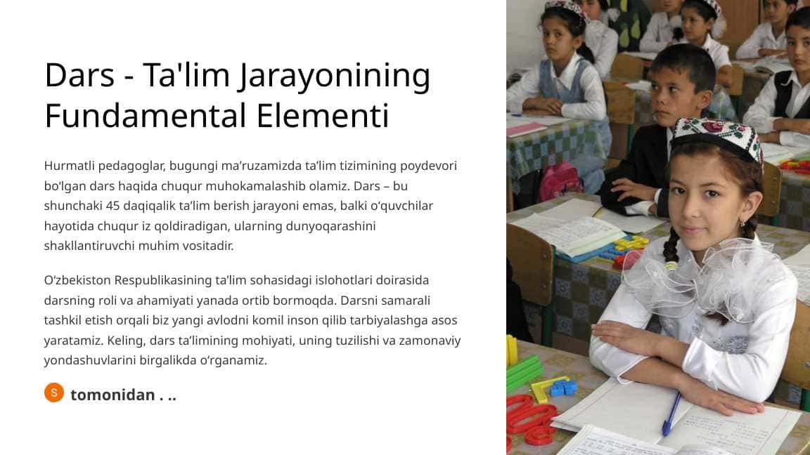 Dars - Ta'lim Jarayonining Fundamental Elementi