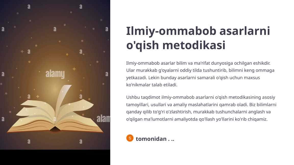 Ilmiy-ommabob asarlarni o'qish metodikasi