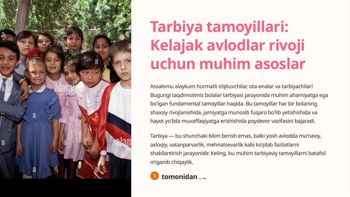 Tarbiya tamoyillari Kelajak avlodlar rivoji uchun muhim asoslar