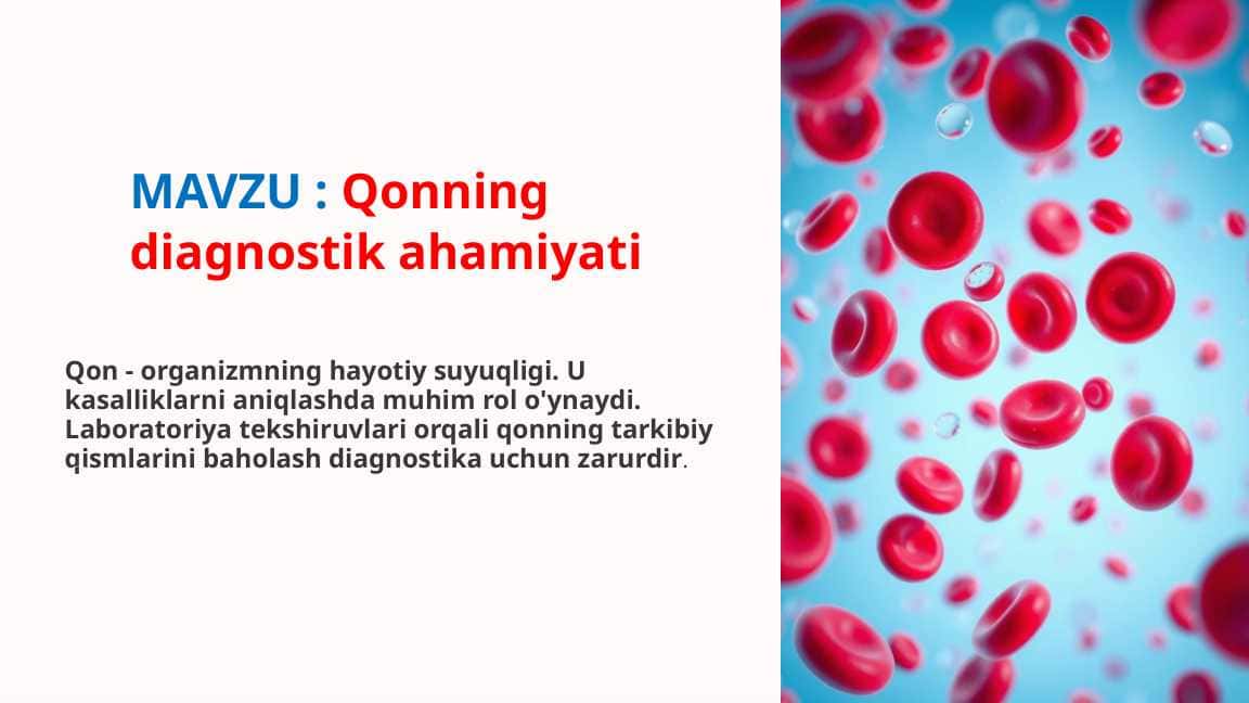 Qonning diagnostik ahamiyati