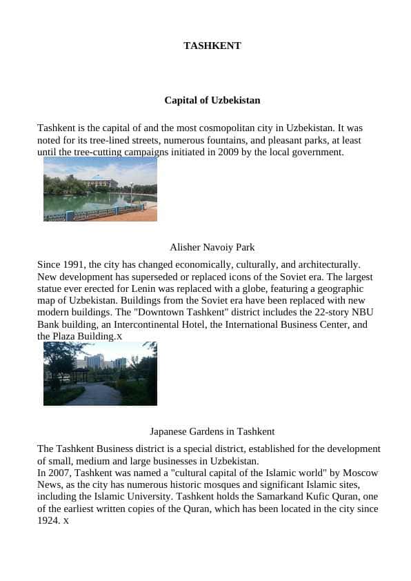 ABOUT TASHKENT
