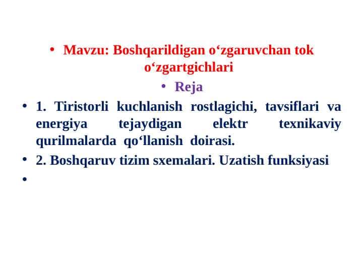 Boshqarildigan o‘zgaruvchan tok o‘zgartgichlari