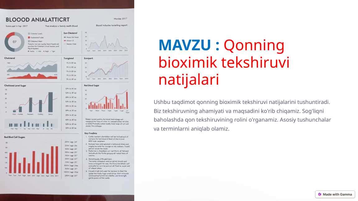 Qonning bioximik tekshiruvi natijalari