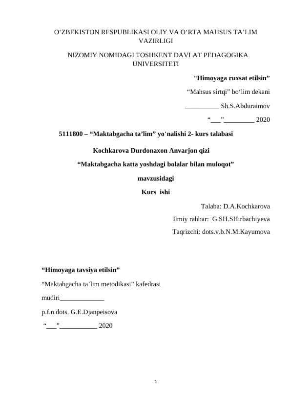Maktabgacha katta yoshdagi bolalar bilan muloqot