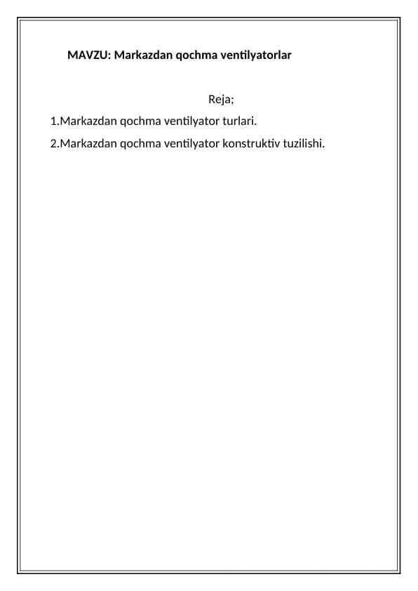 Markazdan qochma ventilyatorlar