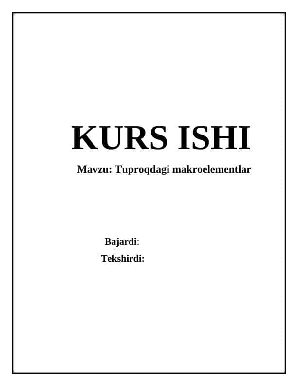 Tuproqdagi makroelementlar