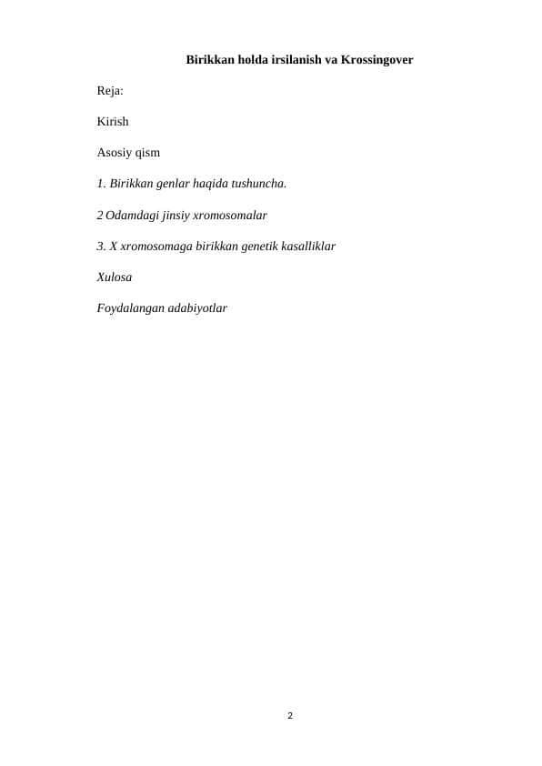 Birikkan holda irsiylanish va Krossingover