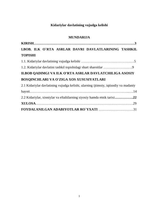 Kidariylar davlatining vujudga kelishi