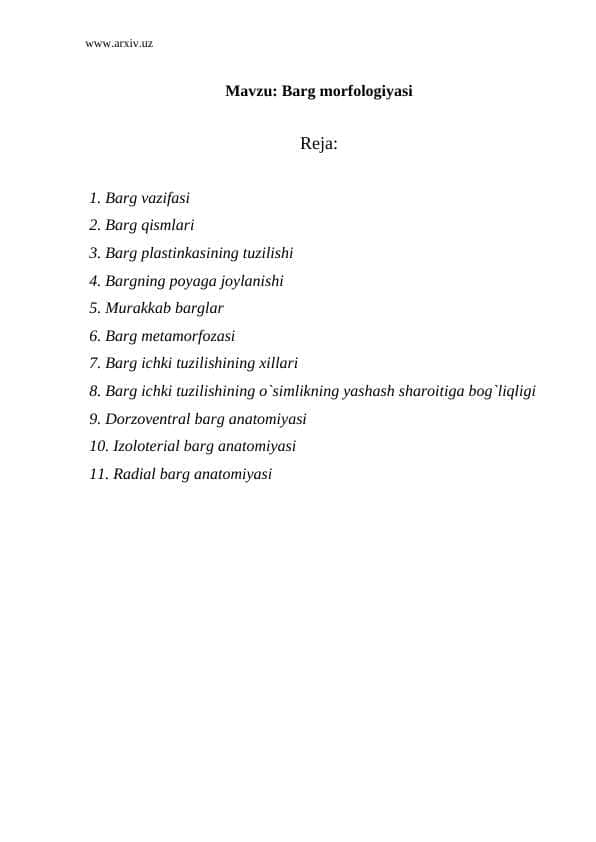 Barg morfologiyasi