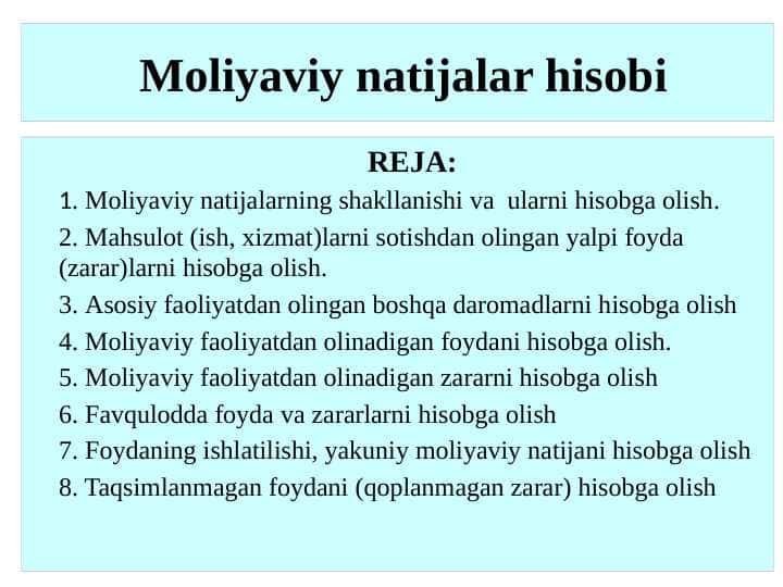 Moliyaviy natijalar hisobi