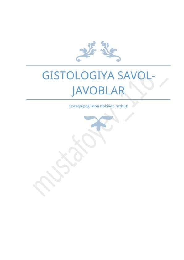 Gistologiya savol- javob 1 qism